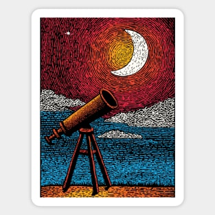 Stargazer's Telescope | Vintage Astronomy Night Sky Magnet